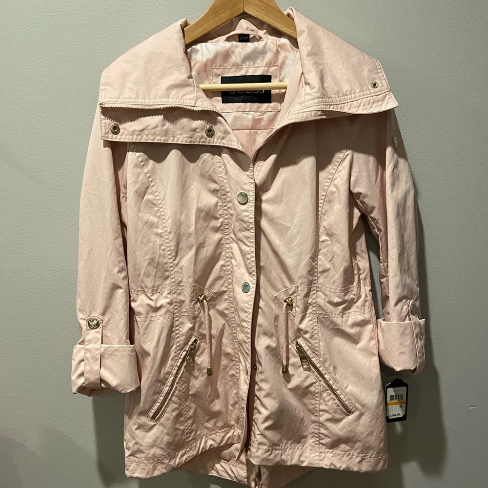Guess Pink Casual Fall Winter Elegant Jacket w/ Hood VINTAGE